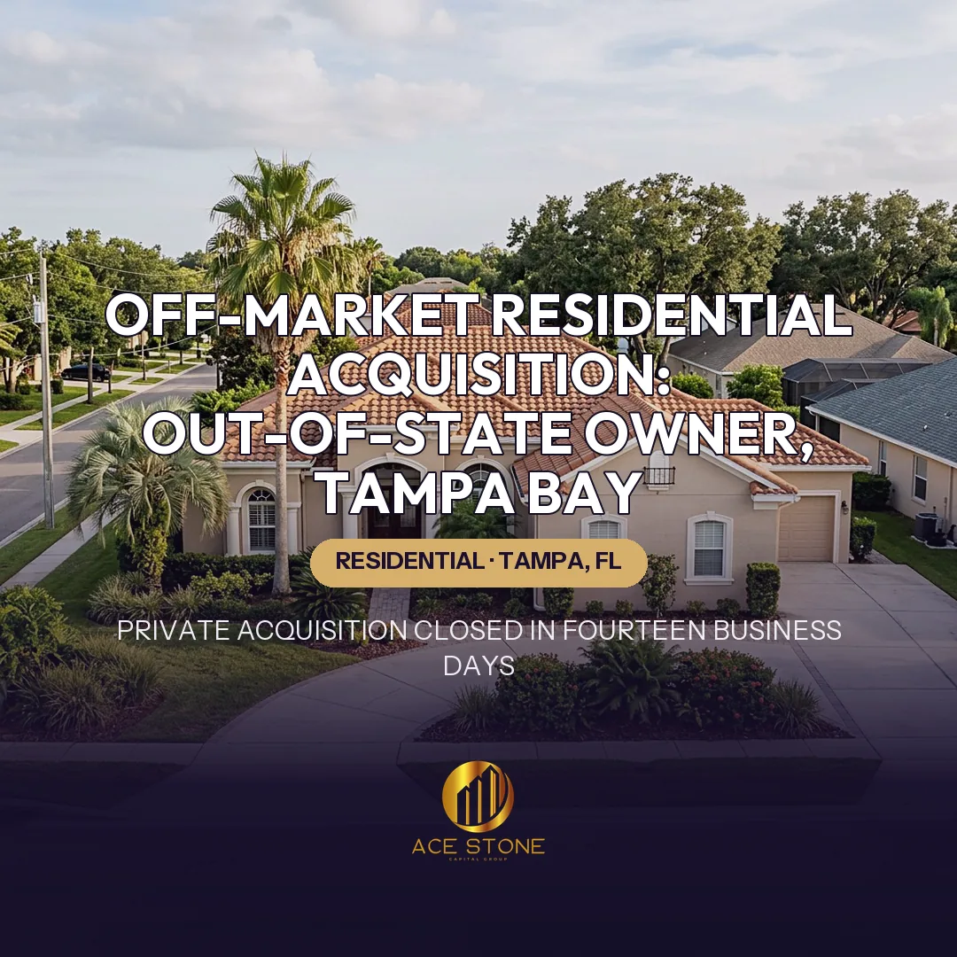 Single-story stucco residence with a tile roof in a Tampa Bay neighborhood.
