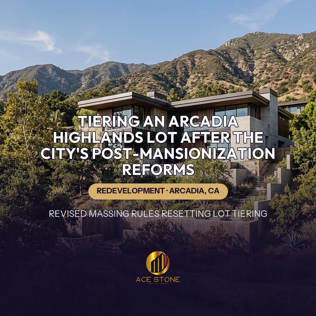 Large hillside residence on a sloping lot in the Arcadia Highlands.