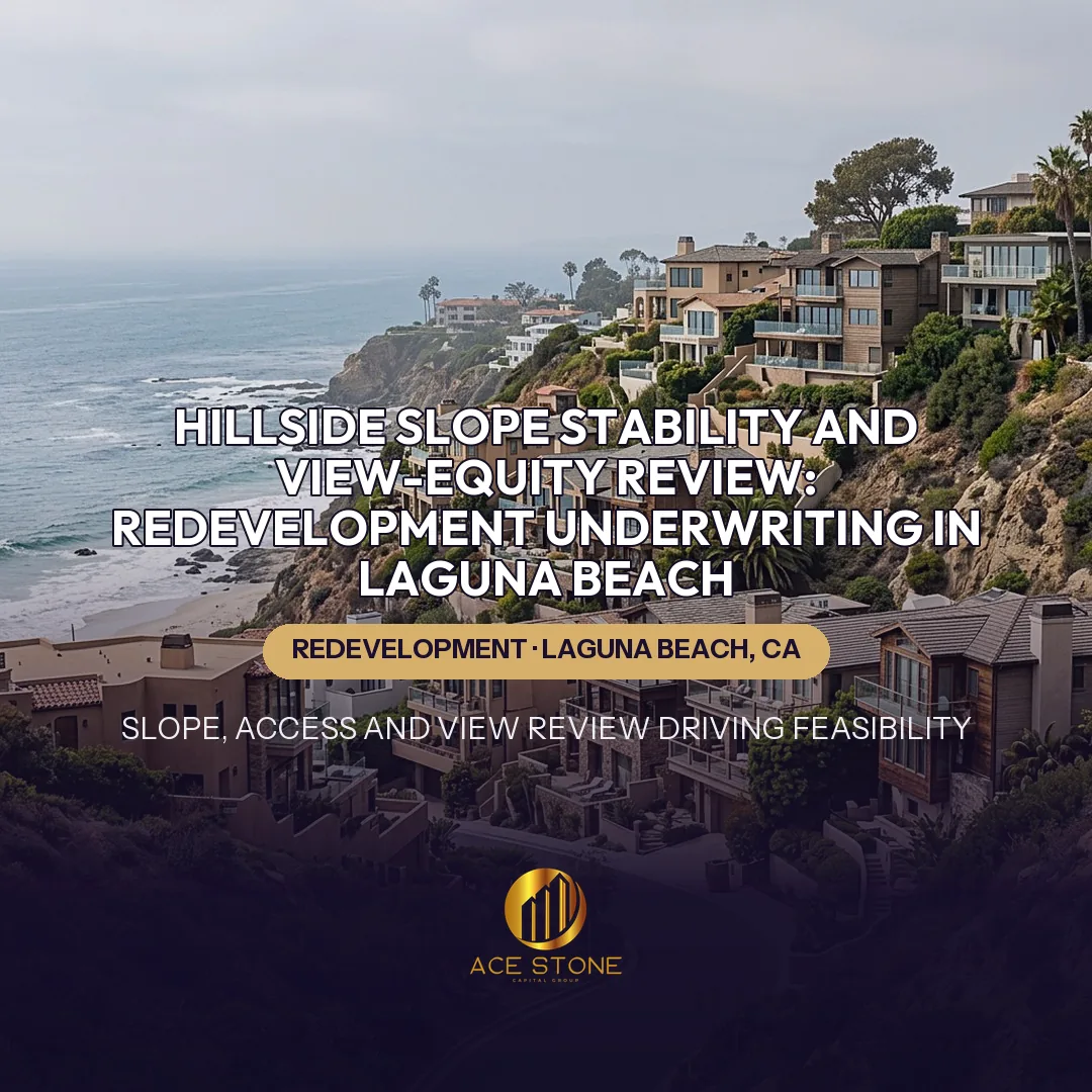 Terraced hillside homes stepping down a canyon slope in Laguna Beach.