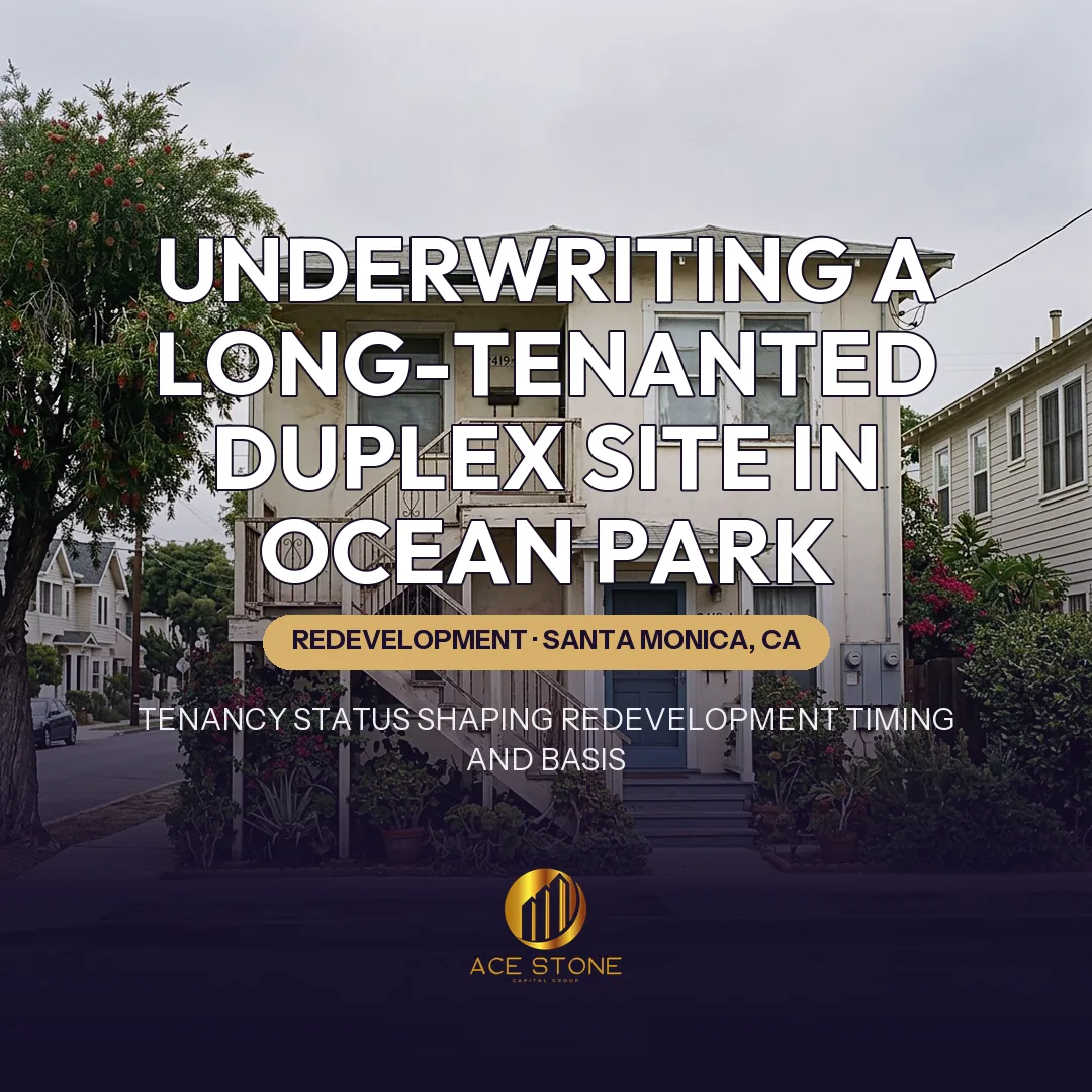Older two-unit duplex building on a Santa Monica Ocean Park street.