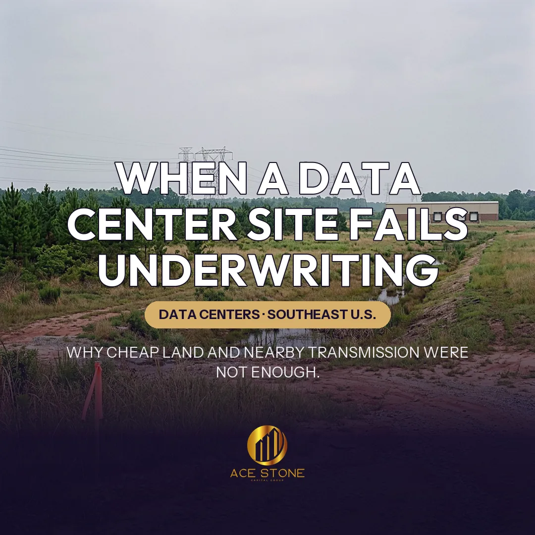 Southeast U.S. undeveloped tract with wetlands and transmission lines.