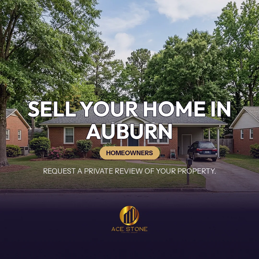 Residential streetscape representing single-family housing in Auburn, Alabama.