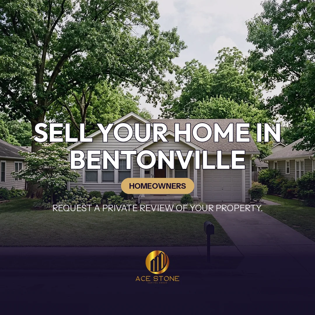 Residential streetscape representing single-family housing in Bentonville, Arkansas.