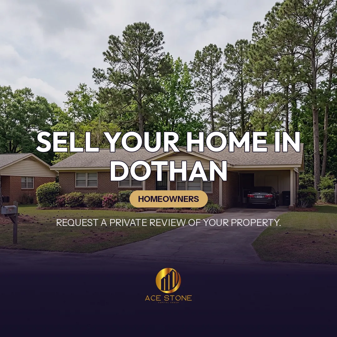 Residential streetscape representing single-family housing in Dothan, Alabama.