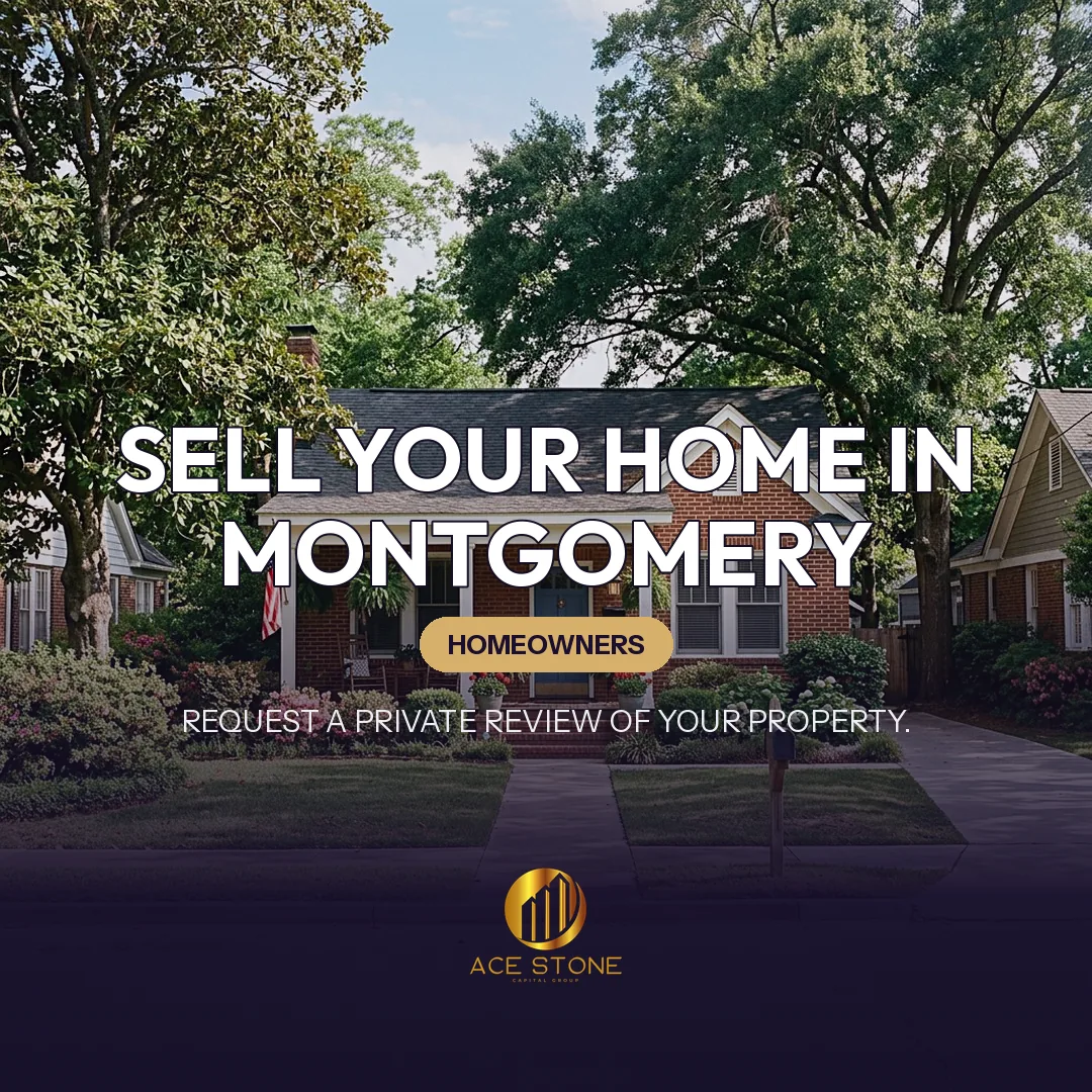 Residential streetscape representing single-family housing in Montgomery, Alabama.