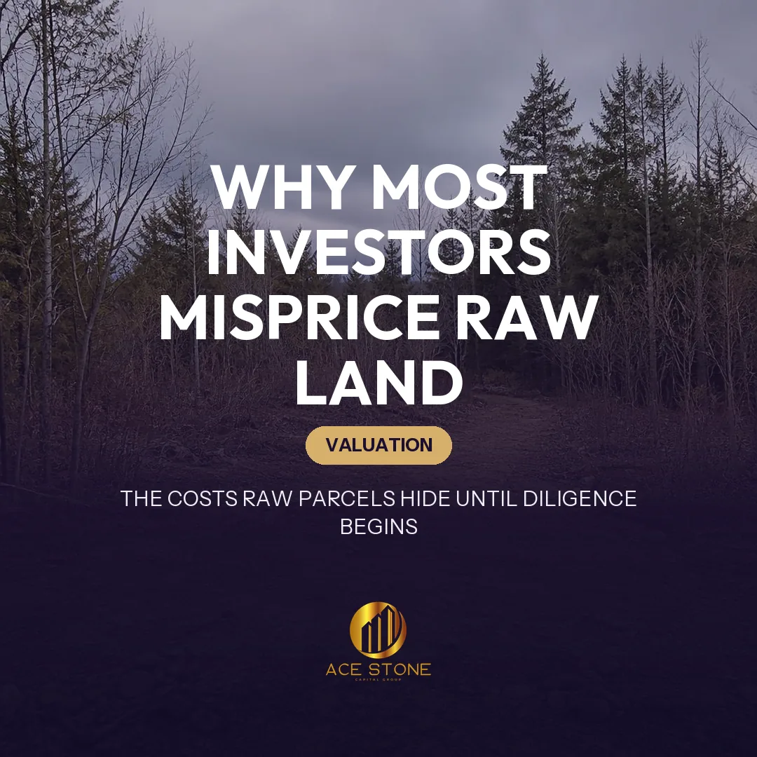 Undeveloped wooded raw land parcel with an unpaved access track