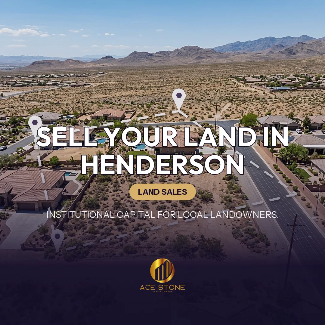 Editorial cover for AceStone Capital Group's land acquisition pathway in Henderson, Nevada, showing vacant residential land.