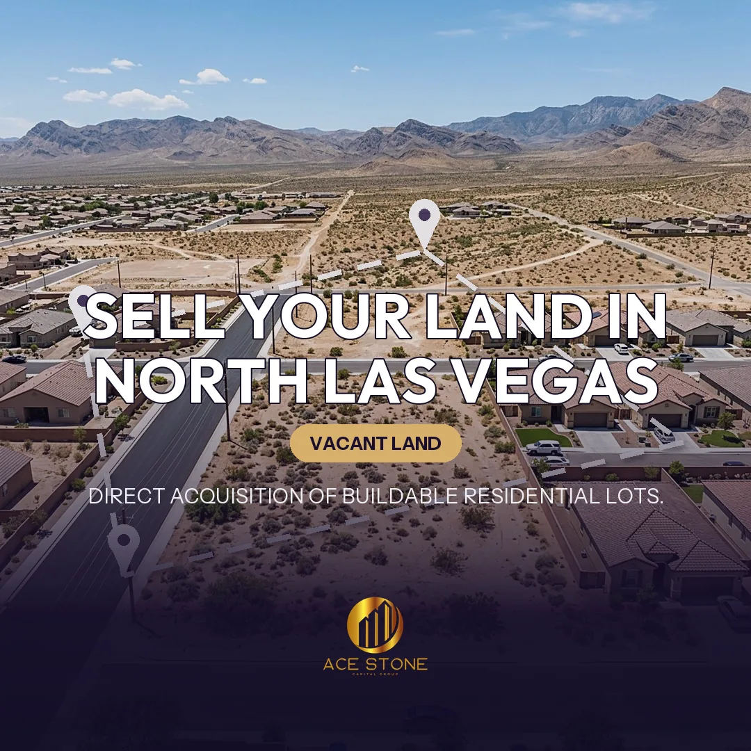 Editorial cover for AceStone Capital Group's land acquisition pathway in North Las Vegas, Nevada, showing vacant residential land.