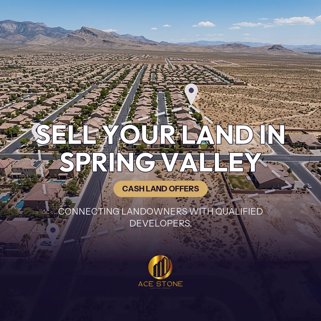 Editorial cover for AceStone Capital Group's land acquisition pathway in Spring Valley, Nevada, showing vacant residential land.