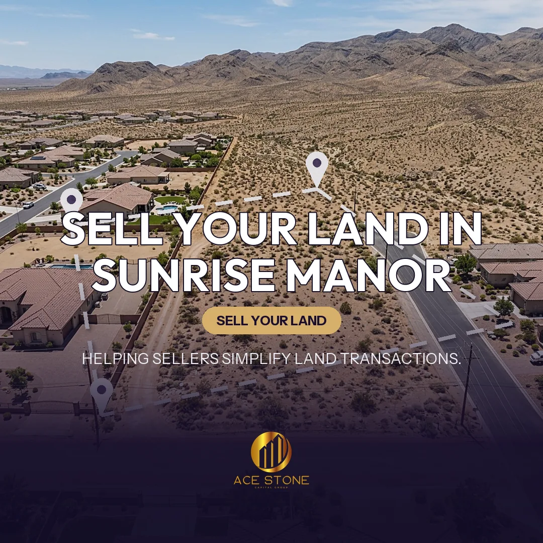 Editorial cover for AceStone Capital Group's land acquisition pathway in Sunrise Manor, Nevada, showing vacant residential land.