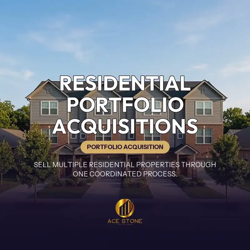 Row of investment-grade residential rental properties.