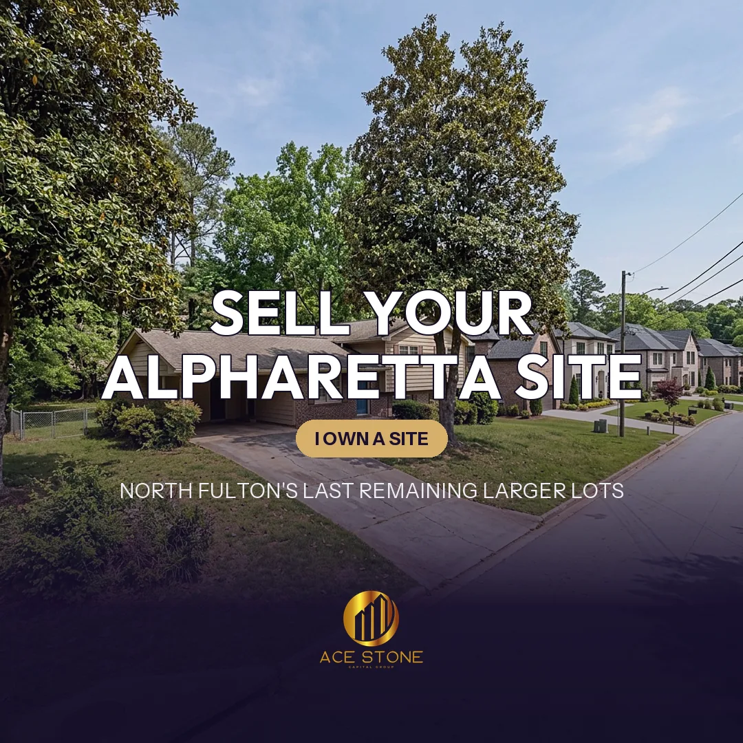Pre-1990s ranch house on an Alpharetta lot near downtown positioned for redevelopment.