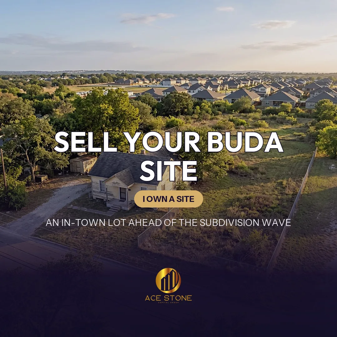 Improved redevelopment site with an original home on an oversized Buda lot near downtown.