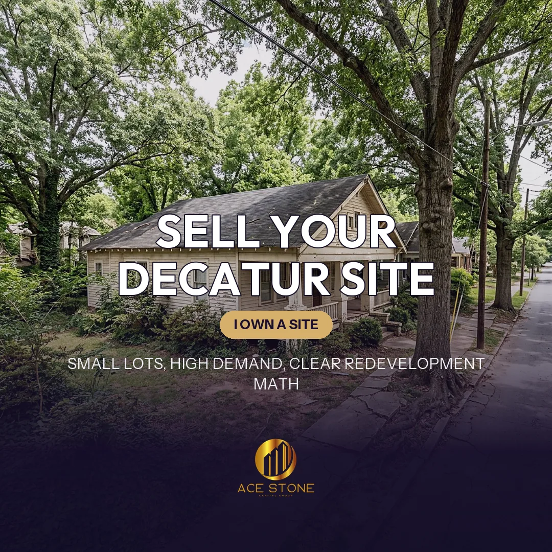 Craftsman cottage on an oversized Decatur lot near the historic square positioned for redevelopment.