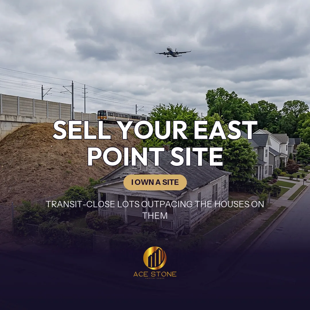 Postwar frame house on a transit-adjacent East Point lot positioned for redevelopment.