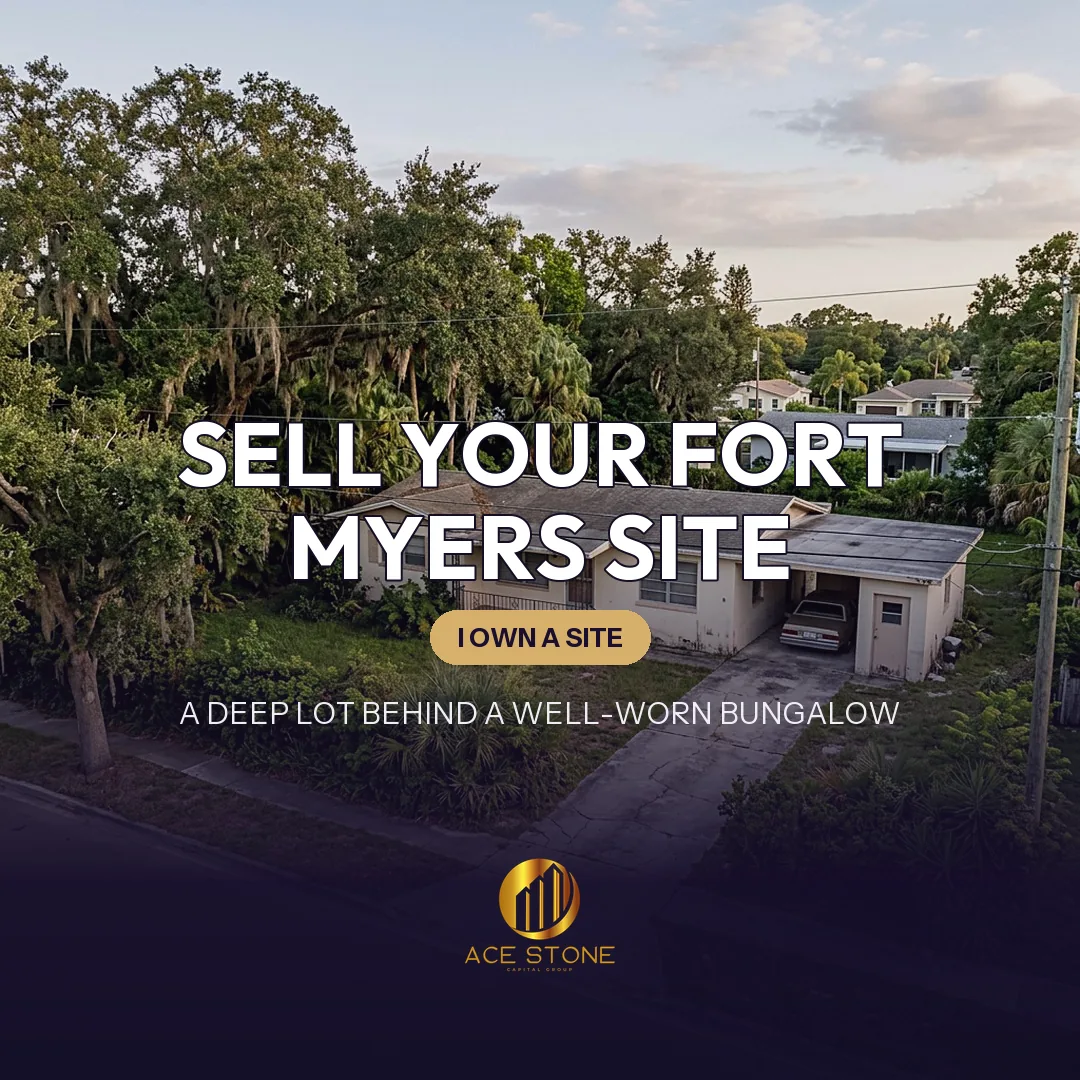 Improved redevelopment site on a deep, tree-lined Fort Myers lot near the historic corridor.