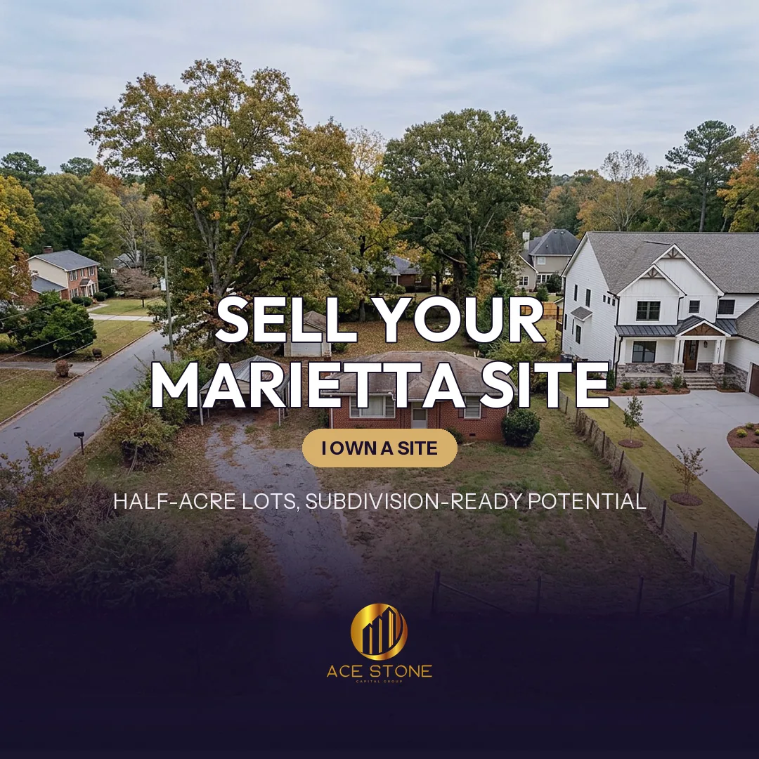 Half-acre ranch house lot in Marietta suited to a lot split or custom rebuild.