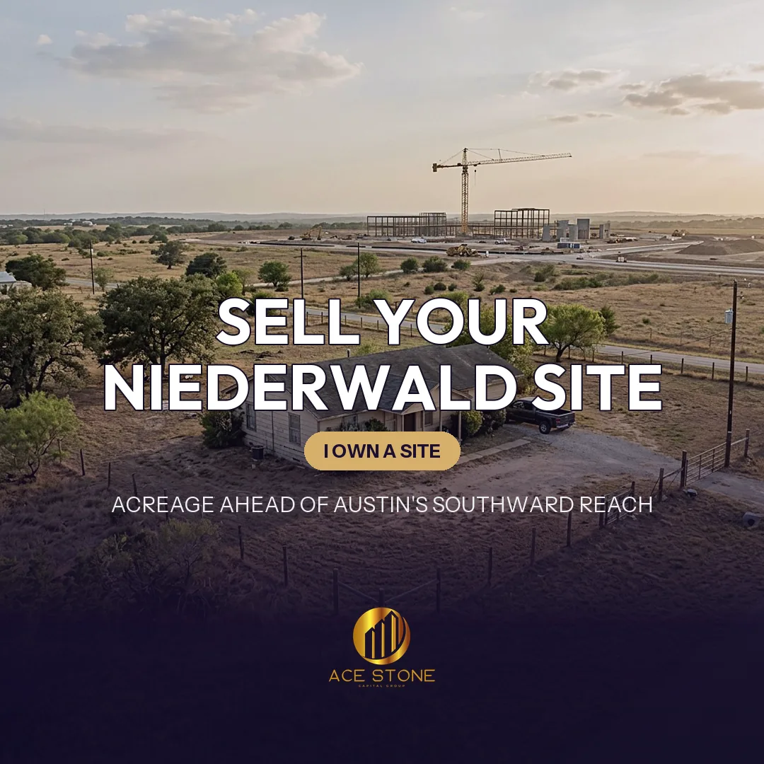 Improved redevelopment site with an older home on acreage near Niederwald along the I-35 corridor.