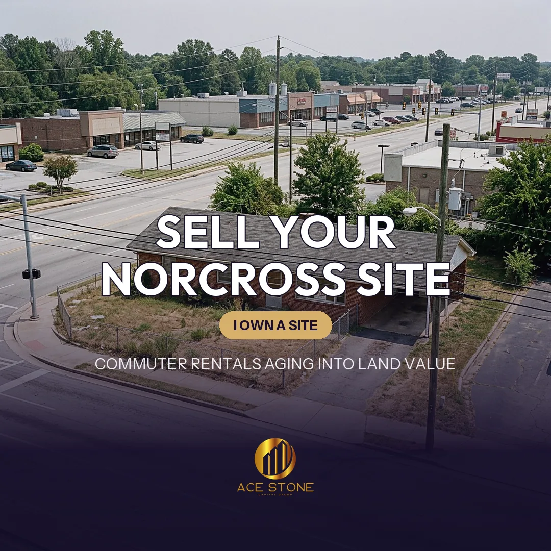 1970s rental house on a Norcross lot near the Jimmy Carter Boulevard corridor positioned for redevelopment.