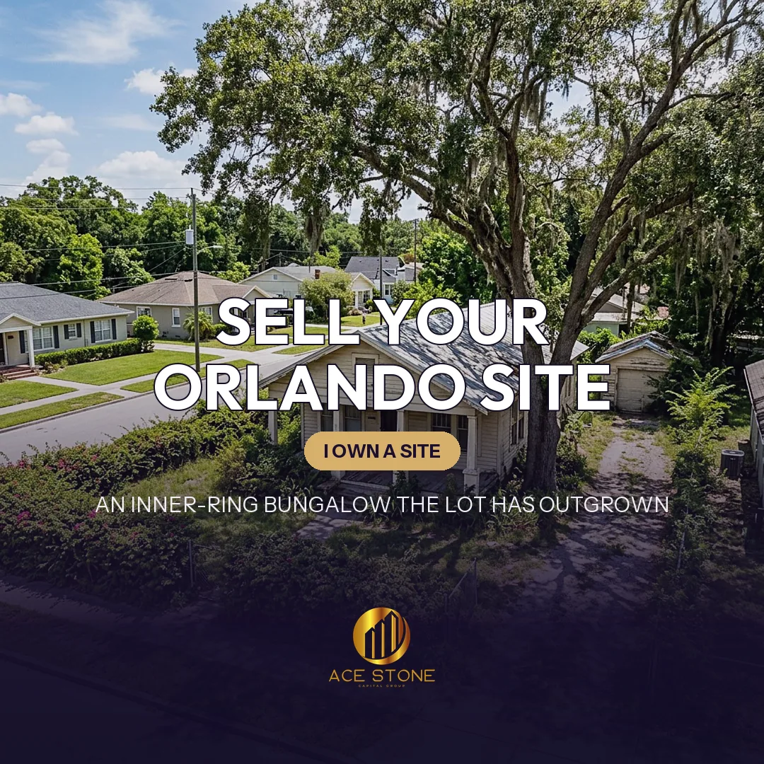Improved redevelopment site on a College Park lot in Orlando with an original bungalow.