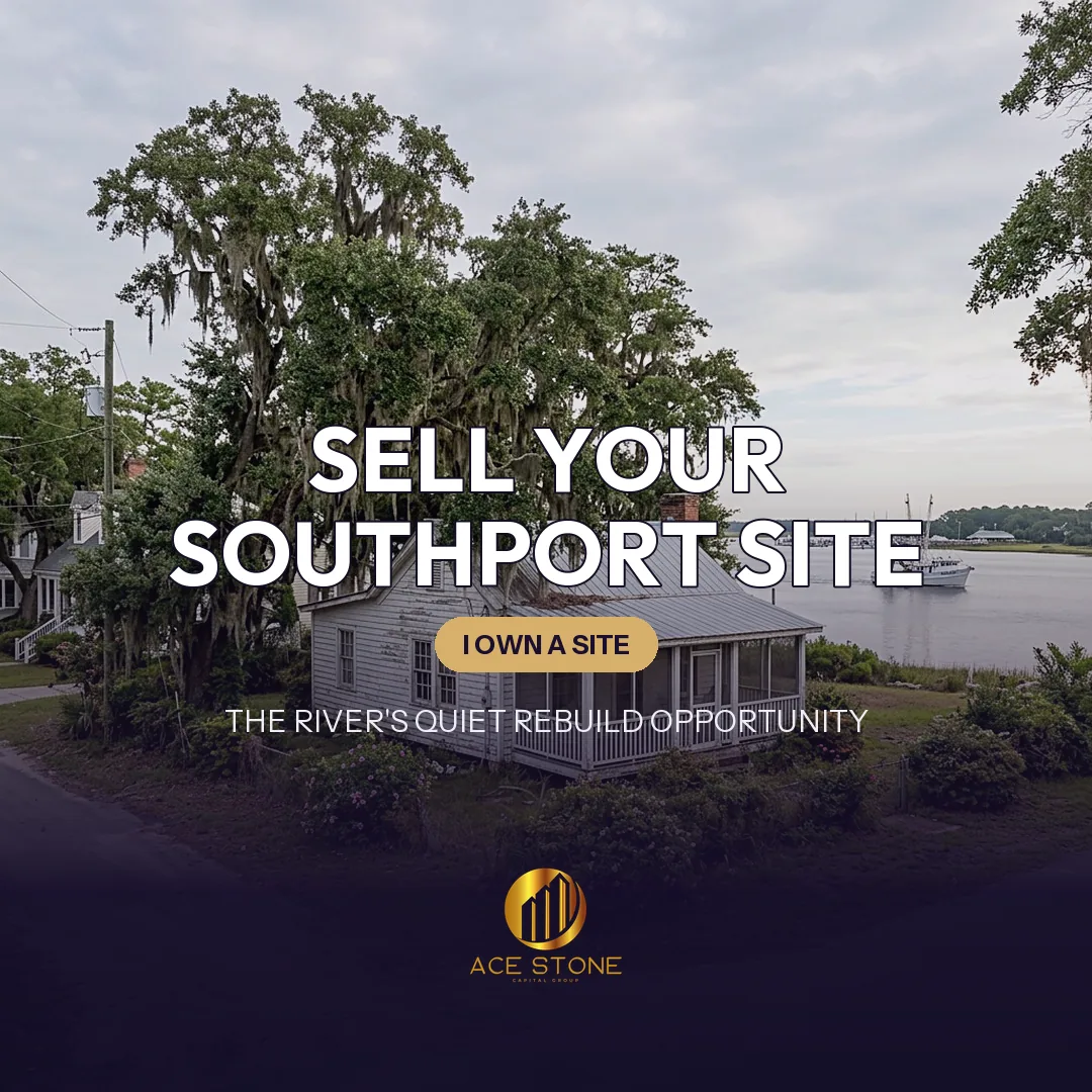 Improved coastal redevelopment site on a Southport, North Carolina lot near the historic waterfront district.