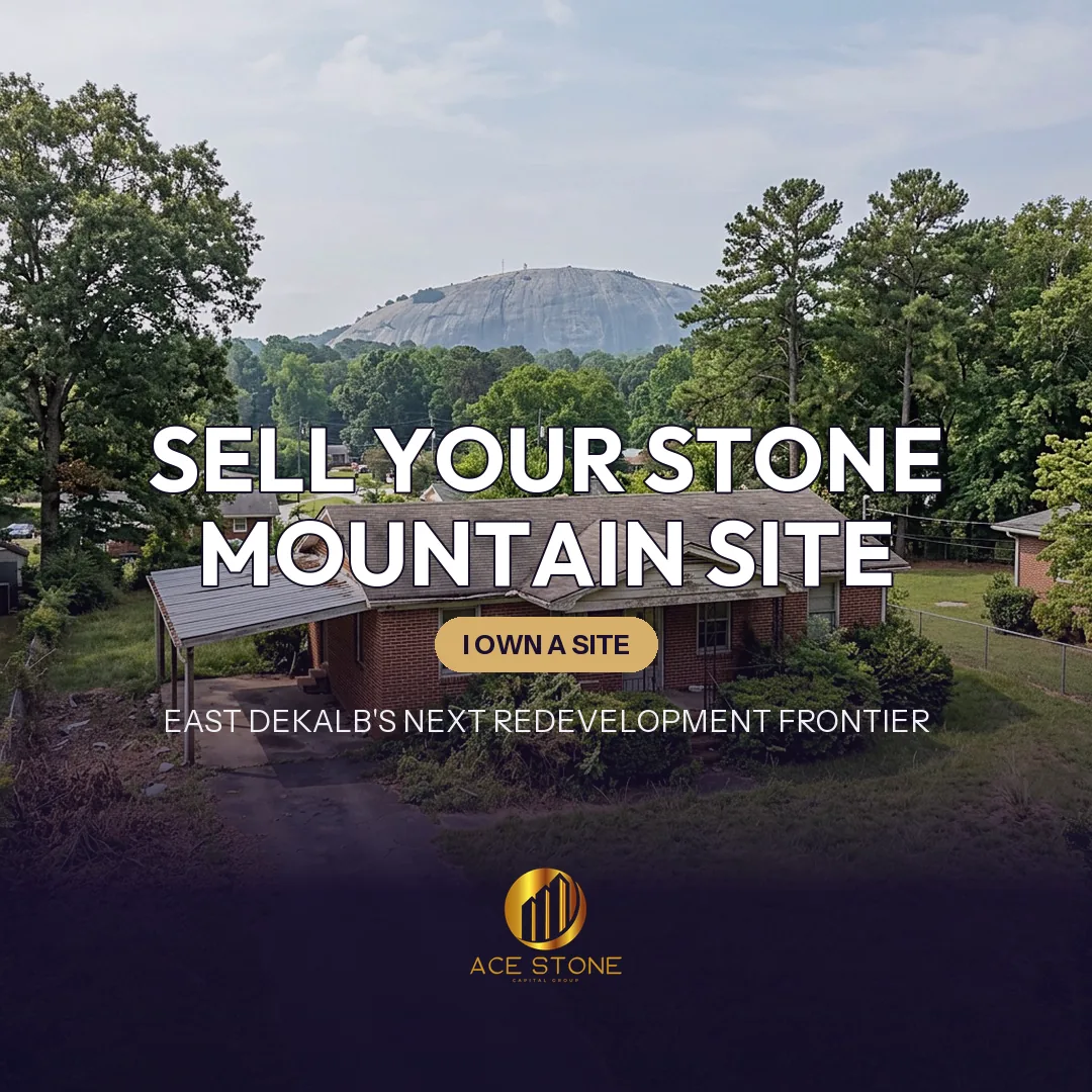 1960s brick ranch house on a generous Stone Mountain lot positioned for redevelopment.