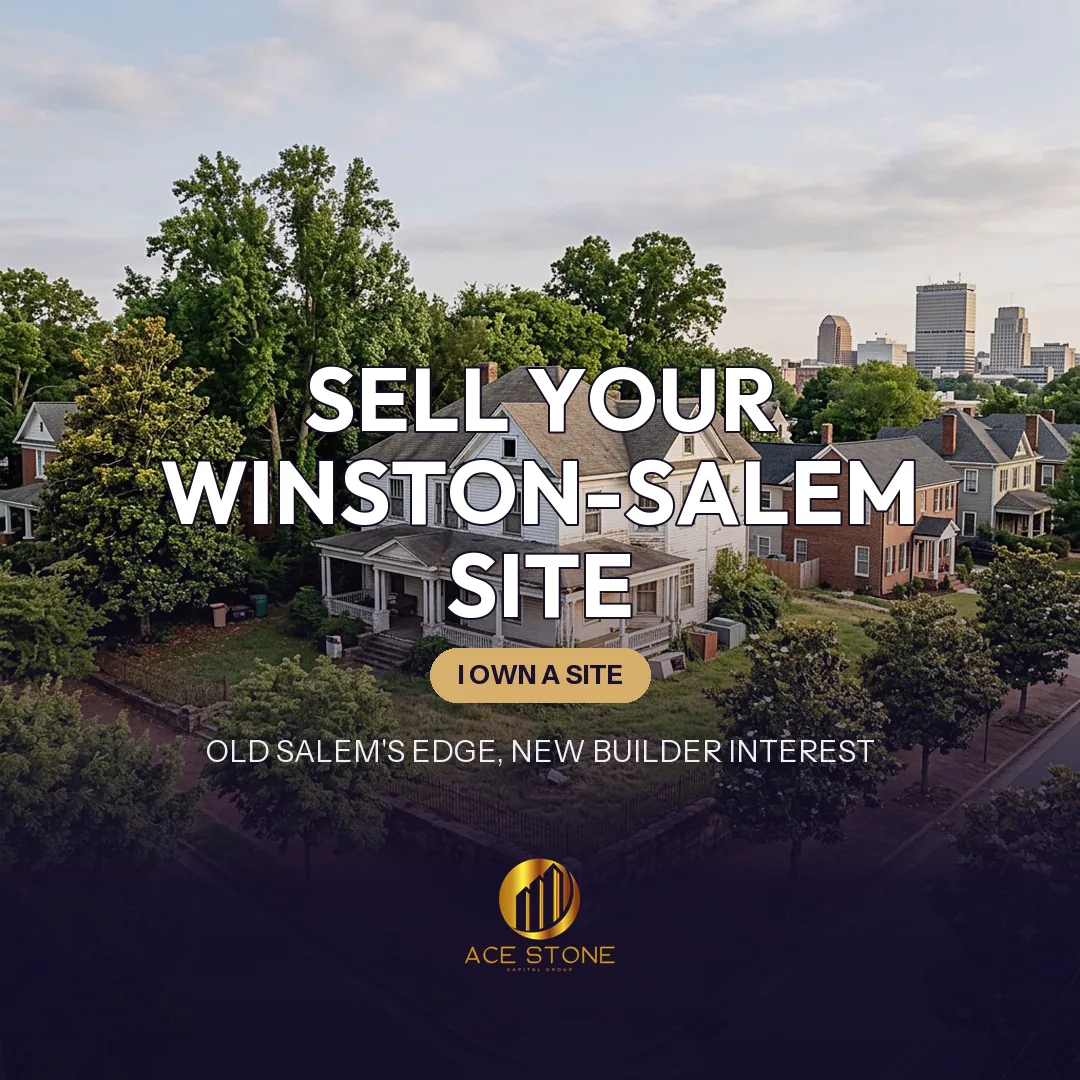 Improved redevelopment site on an oversized Winston-Salem, North Carolina lot near the Old Salem historic district.
